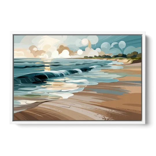 Mobile Coastal Vibes - White Framed Canvas Wall Art - Front