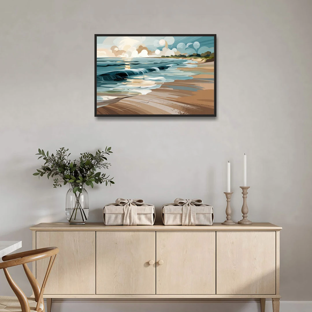 Mobile Coastal Vibes - Black Framed Canvas Wall Art - Coffee Table - 36x24