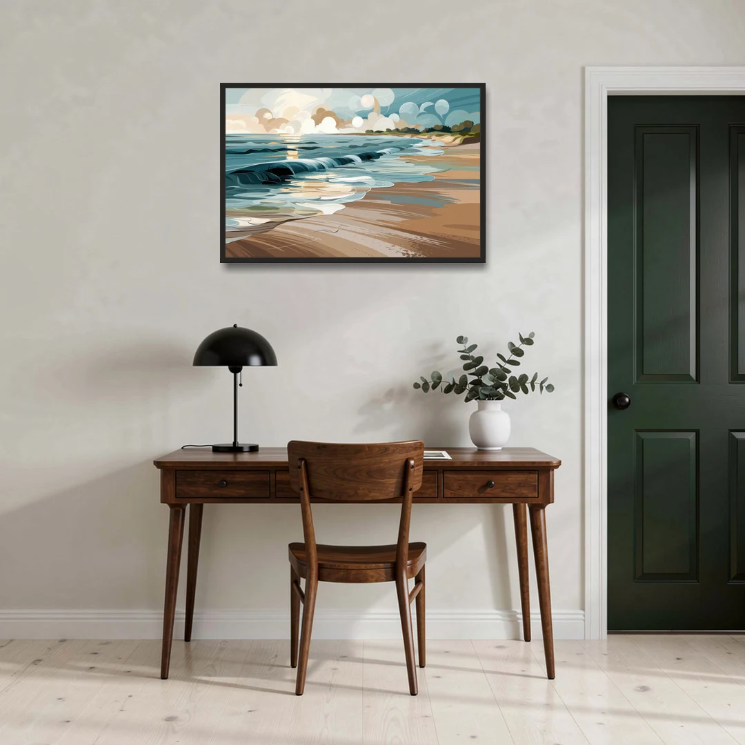 Mobile Coastal Vibes - Black Framed Canvas Wall Art - Office - 36x24