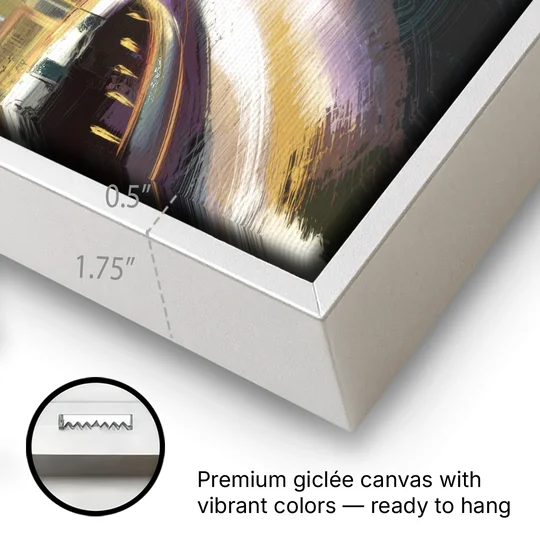 Mobile Downtown Aesthetic - White Framed Canvas Wall Art - Gallery Wrap Corner