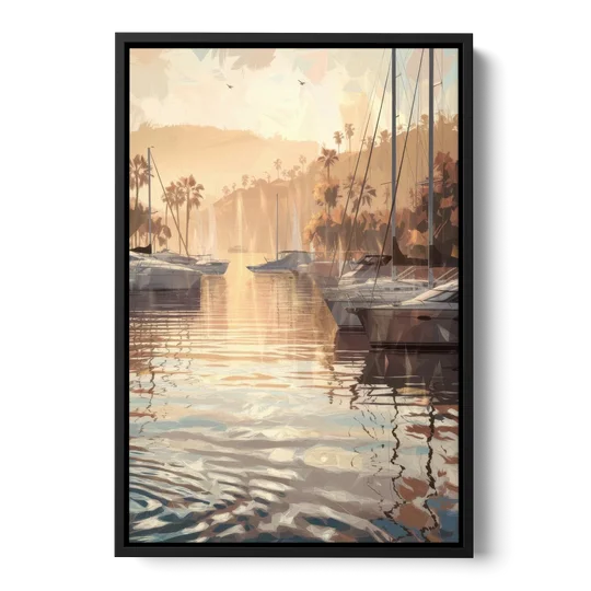 Mobile Scenic Harbor - Black Framed Canvas Wall Art - Front
