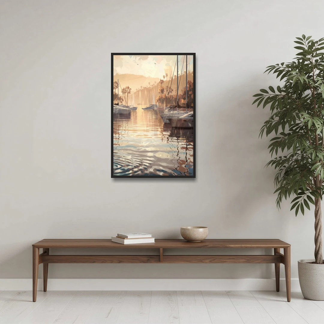 Mobile Scenic Harbor - Black Framed Canvas Wall Art - Coffee Table - 24x36