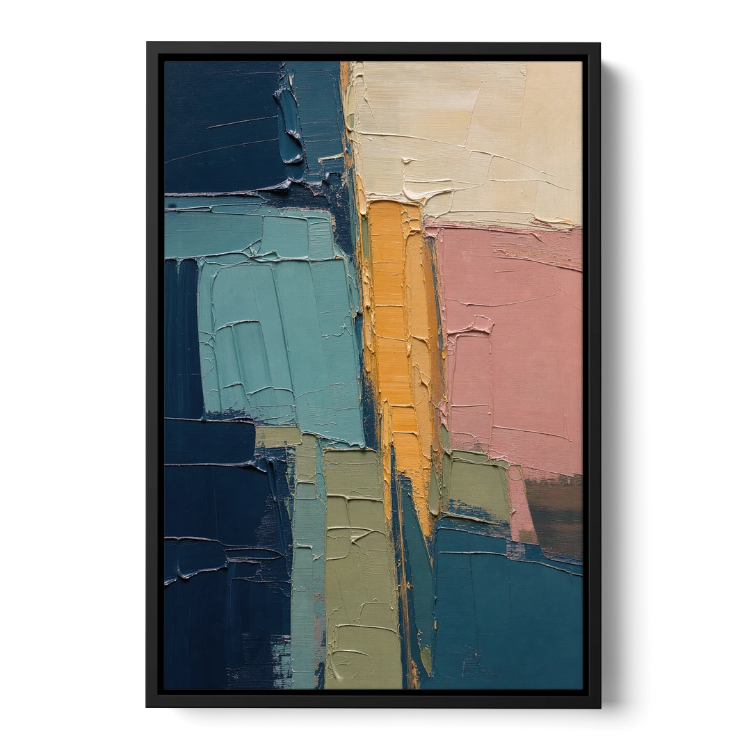 Modern Abstract Amber Seam for the Office - Black Framed Canvas Wall Art - Front