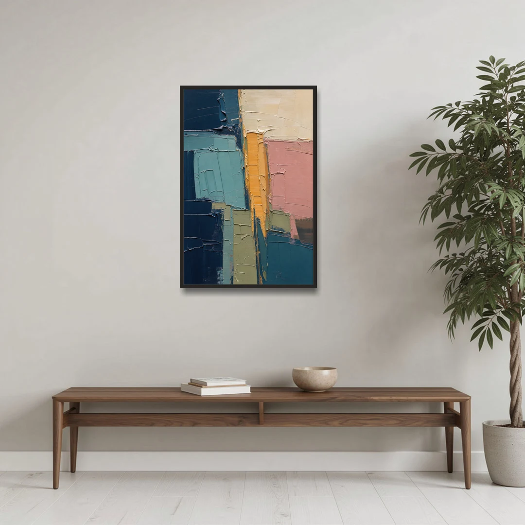 Modern Abstract Amber Seam for the Office - Black Framed Canvas Wall Art - Coffee Table - 24x36