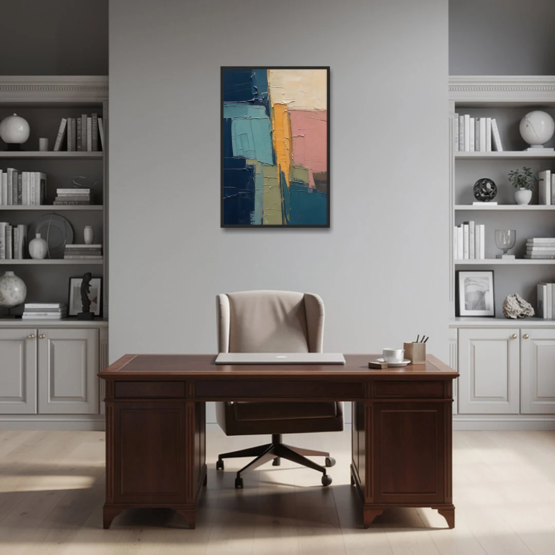 Modern Abstract Amber Seam for the Office - Black Framed Canvas Wall Art - Office - 24x36