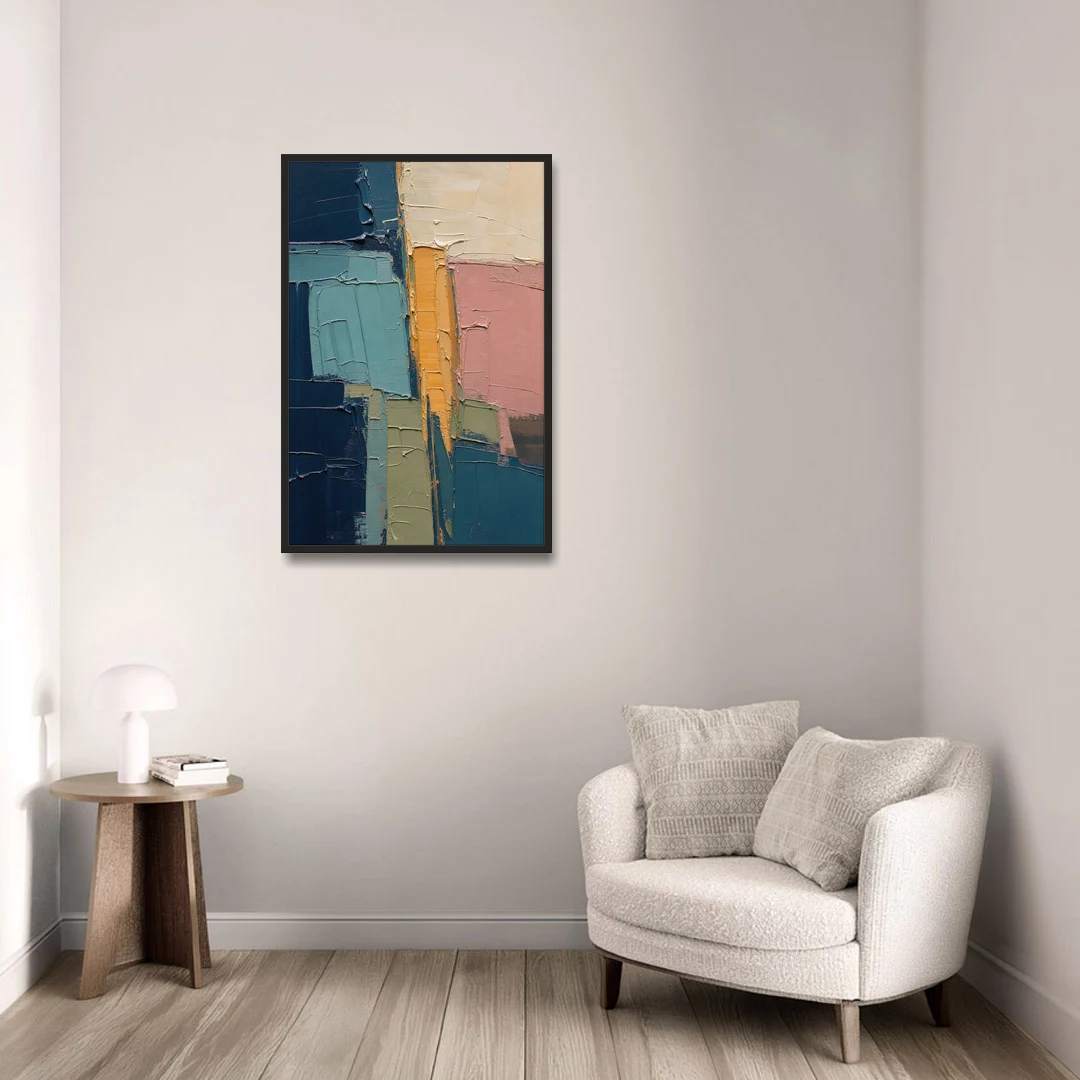 Modern Abstract Amber Seam for the Office - Black Framed Canvas Wall Art - Sofa - 24x36