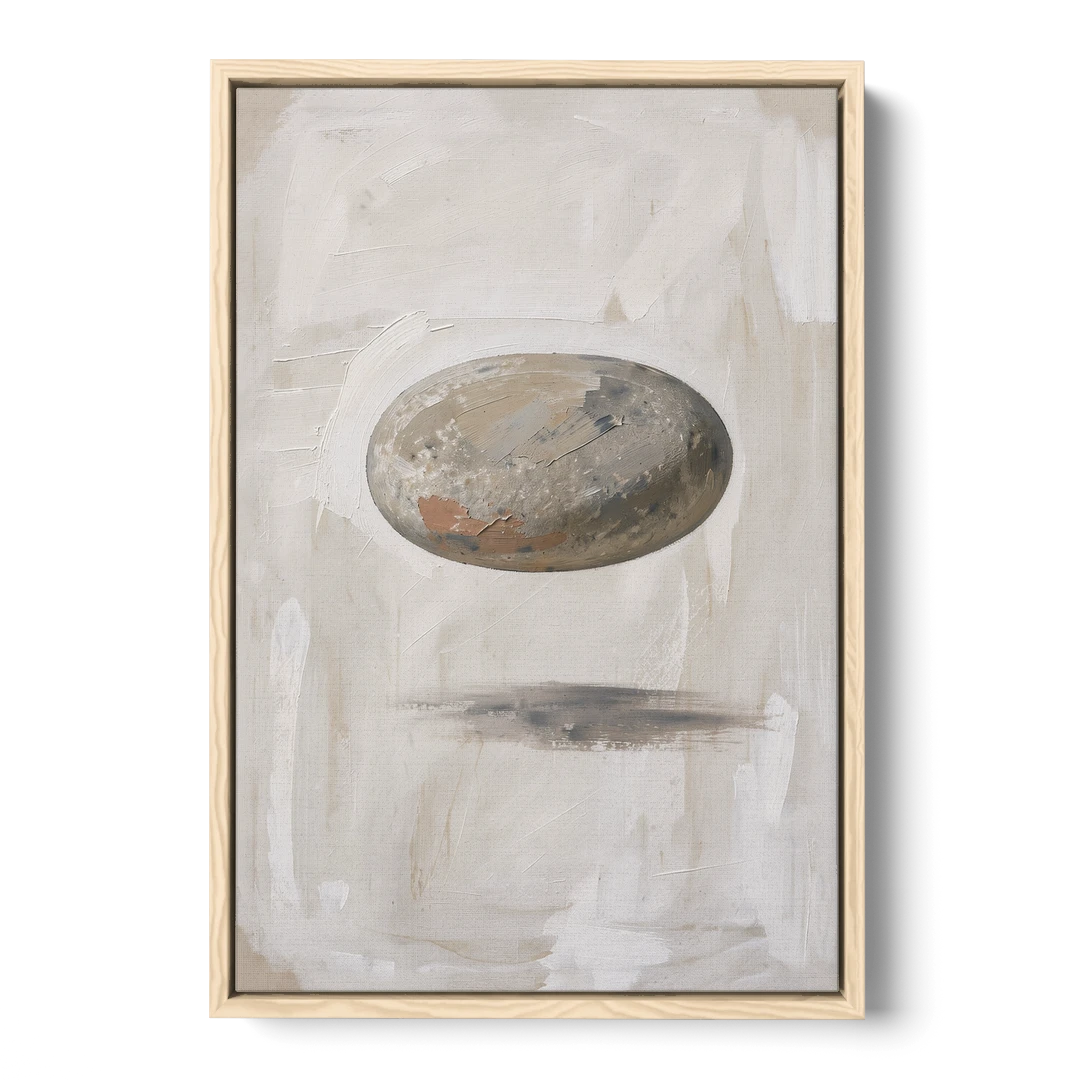 Modern Abstract Canvas Prints with Floating River Stone - Oak Framed Canvas Wall Art - Front