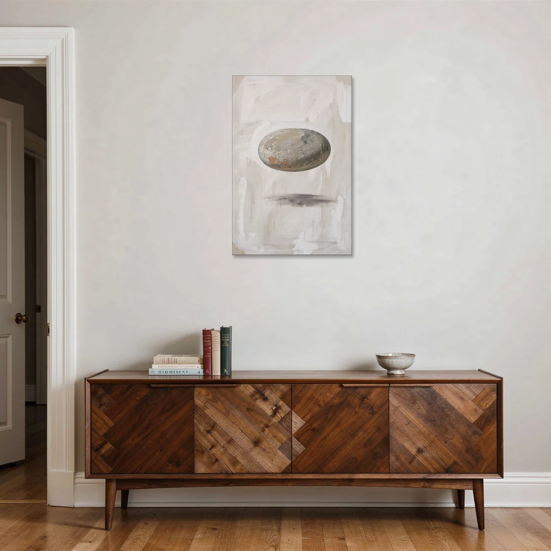 Modern Abstract Canvas Prints with Floating River Stone - Canvas Wall Art - Coffee Table - 24x36