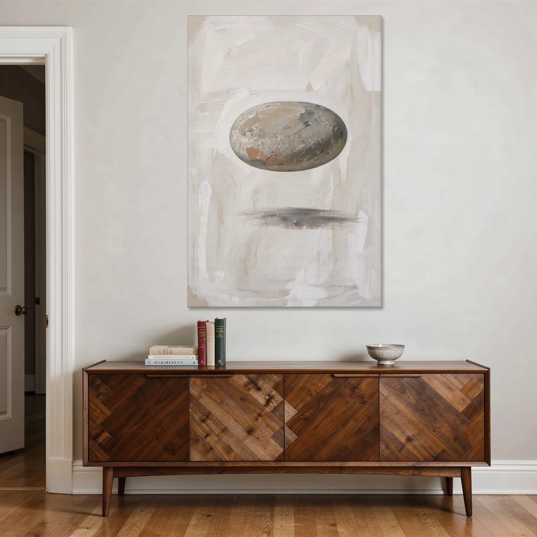Modern Abstract Canvas Prints with Floating River Stone - Canvas Wall Art - Coffee Table - 40x60