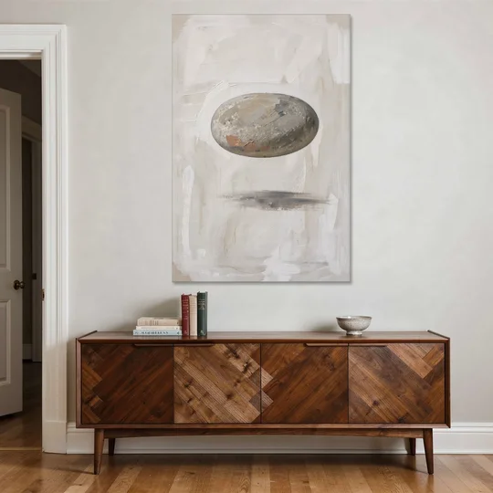 Modern Abstract Canvas Prints with Floating River Stone - Canvas Wall Art - Coffee Table - 40x60