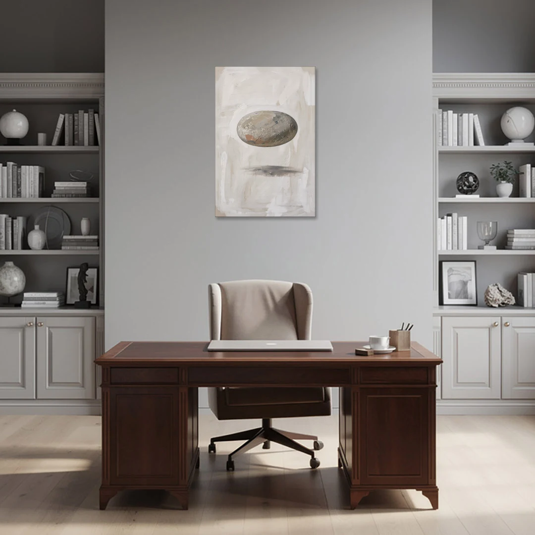 Modern Abstract Canvas Prints with Floating River Stone - Canvas Wall Art - Office - 24x36