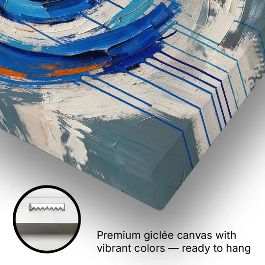 Modern Abstract Canvas Wall Art of a Cobalt Whirlpool - Canvas Wall Art - Gallery Wrap Corner