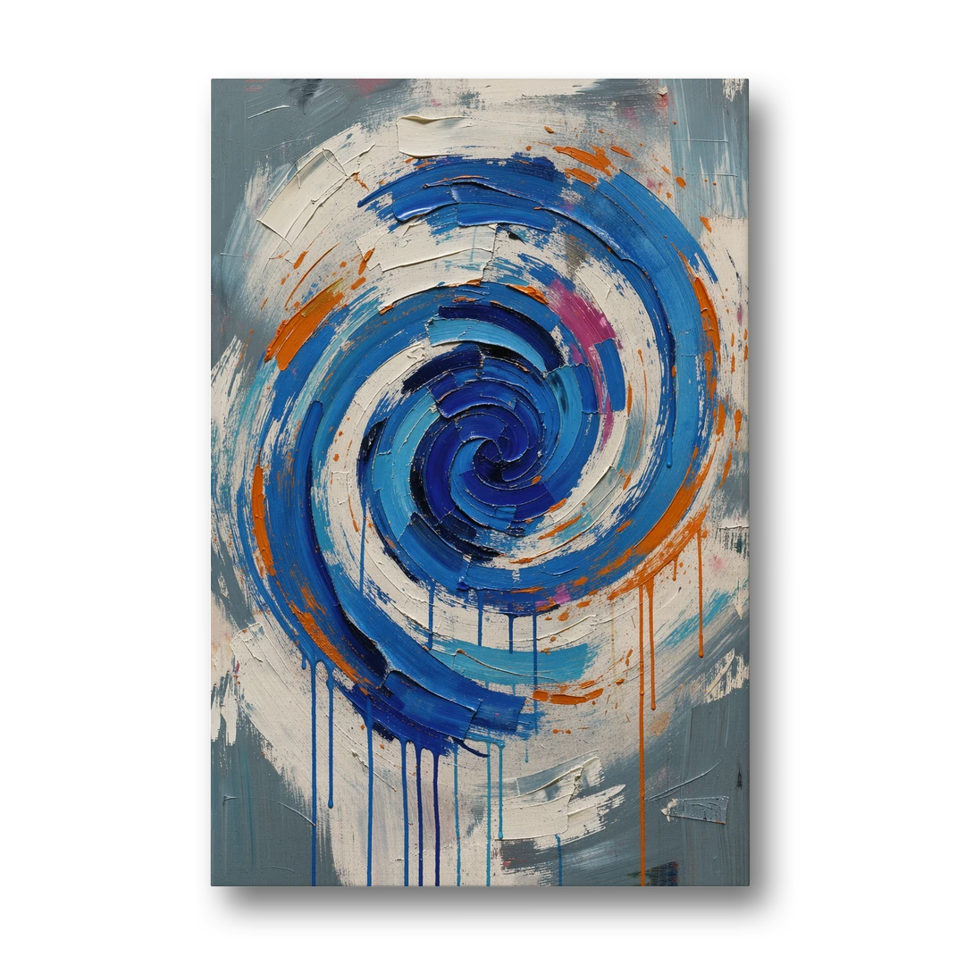 Modern Abstract Canvas Wall Art of a Cobalt Whirlpool - Canvas Wall Art - Front