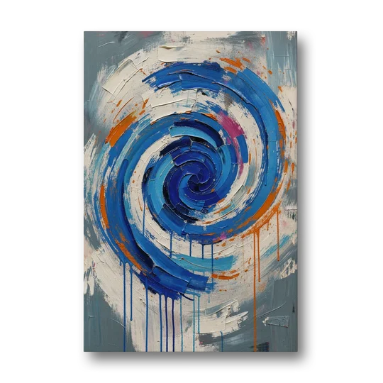 Modern Abstract Canvas Wall Art of a Cobalt Whirlpool - Canvas Wall Art - Front