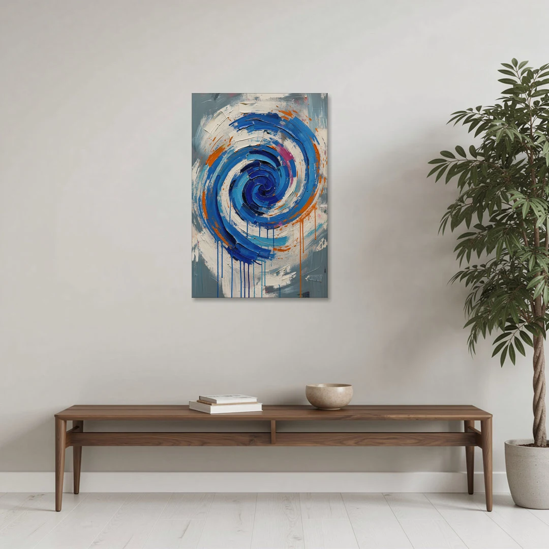 Modern Abstract Canvas Wall Art of a Cobalt Whirlpool - Canvas Wall Art - Coffee Table - 24x36