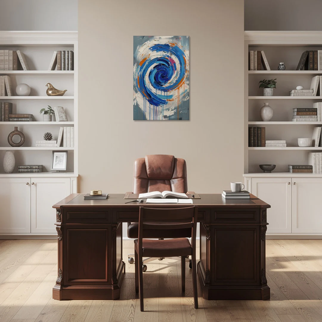 Modern Abstract Canvas Wall Art of a Cobalt Whirlpool - Canvas Wall Art - Office - 24x36
