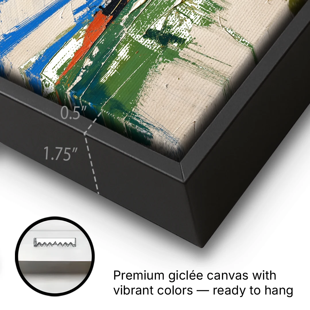 Modern Abstract High Summer Burst - Black Framed Canvas Wall Art - Gallery Wrap Corner