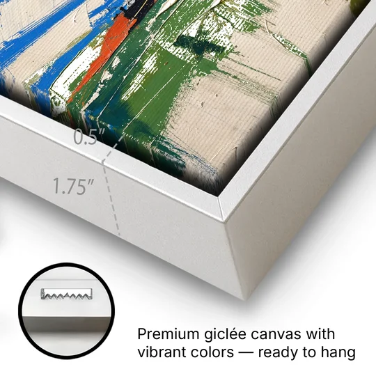 Modern Abstract High Summer Burst - White Framed Canvas Wall Art - Gallery Wrap Corner