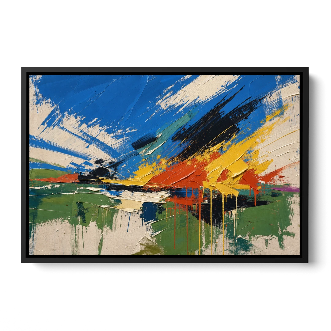 Modern Abstract High Summer Burst - Black Framed Canvas Wall Art - Front