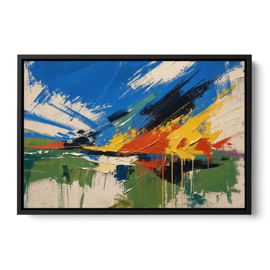Modern Abstract High Summer Burst - Black Framed Canvas Wall Art - Front