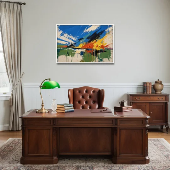 Modern Abstract High Summer Burst - White Framed Canvas Wall Art - Office - 36x24