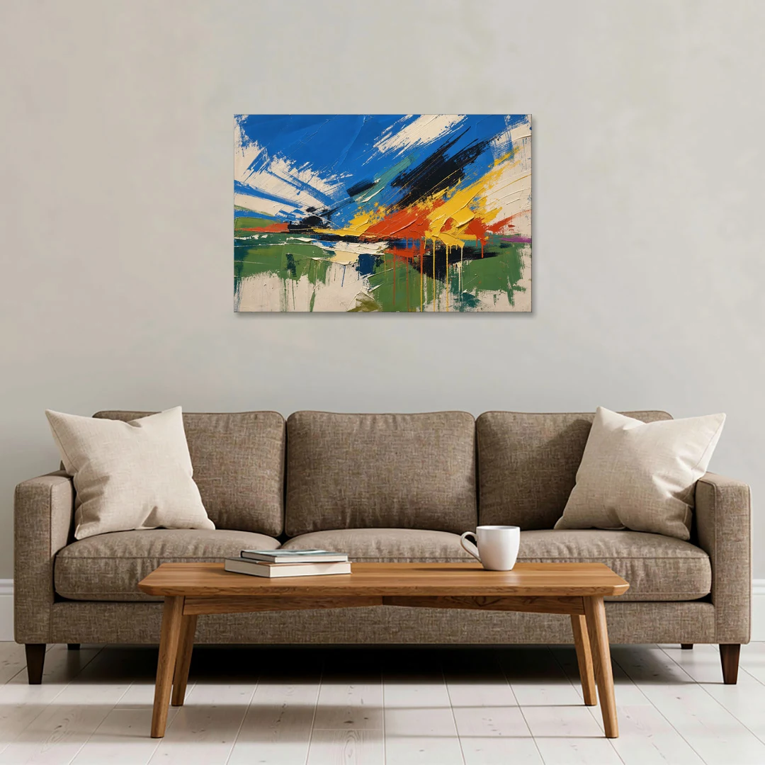 Modern Abstract High Summer Burst - Canvas Wall Art - Sofa - 36x24