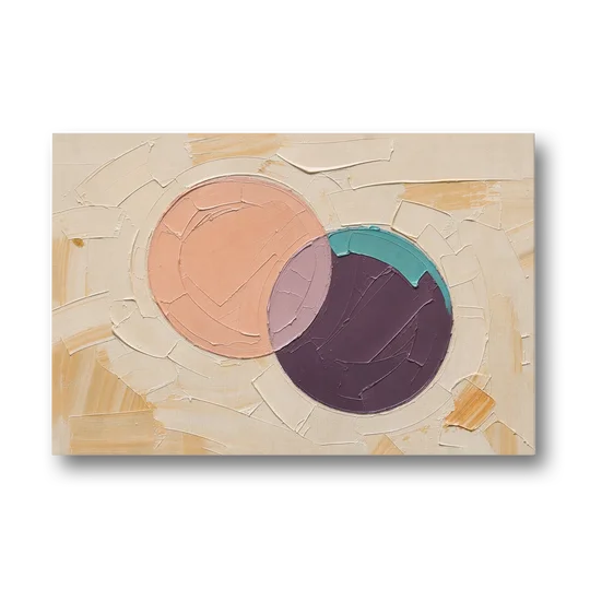 Modern Abstract Overlapping Peach and Plum Discs - Canvas Wall Art - Front