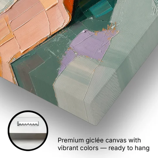 Modern Abstract Painting with Rolling Peach Ribbon - Canvas Wall Art - Gallery Wrap Corner