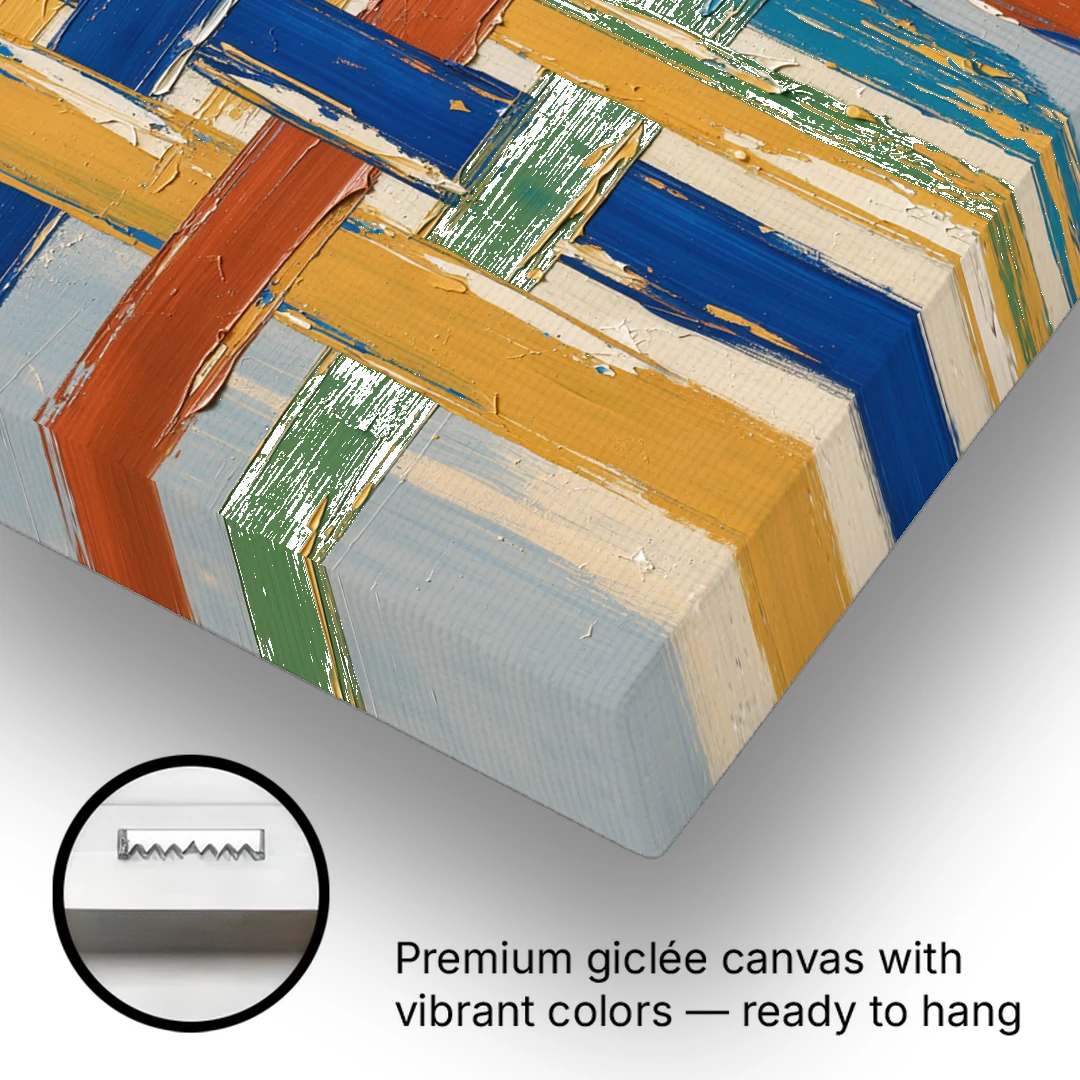 Modern Abstract Woven Color Lattice - Canvas Wall Art - Gallery Wrap Corner