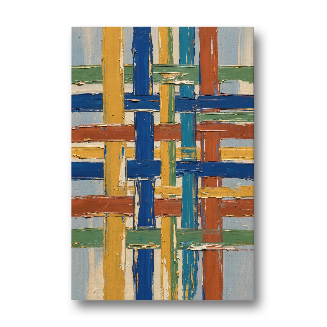 Modern Abstract Woven Color Lattice - Canvas Wall Art - Front