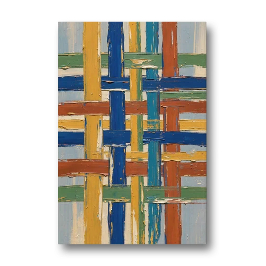 Modern Abstract Woven Color Lattice - Canvas Wall Art - Front