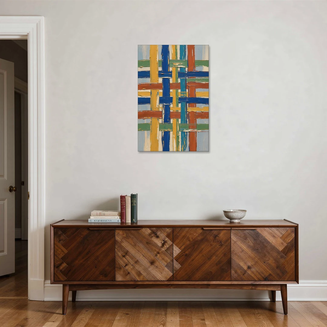 Modern Abstract Woven Color Lattice - Canvas Wall Art - Coffee Table - 24x36