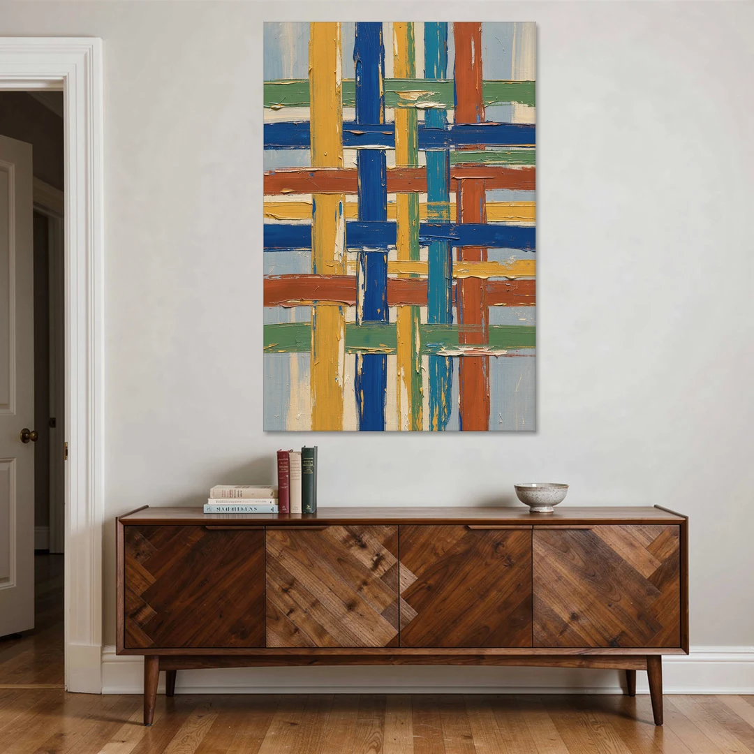 Modern Abstract Woven Color Lattice - Canvas Wall Art - Coffee Table - 40x60