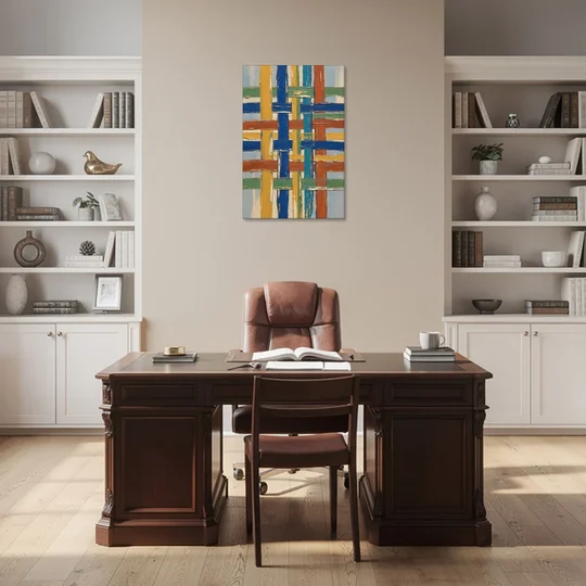 Modern Abstract Woven Color Lattice - Canvas Wall Art - Office - 24x36