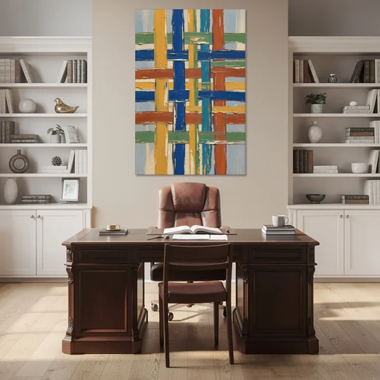 Modern Abstract Woven Color Lattice - Canvas Wall Art - Office - 40x60