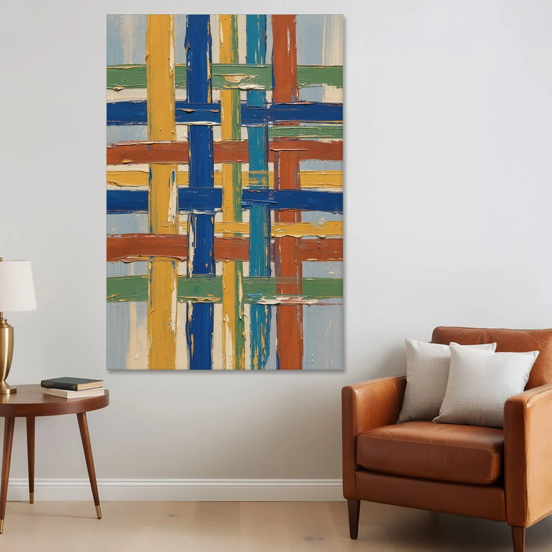 Modern Abstract Woven Color Lattice - Canvas Wall Art - Sofa - 40x60