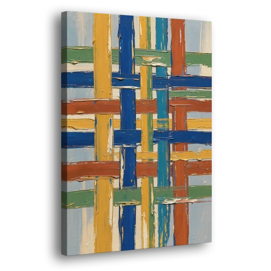 Modern Abstract Woven Color Lattice - Canvas Wall Art - Side