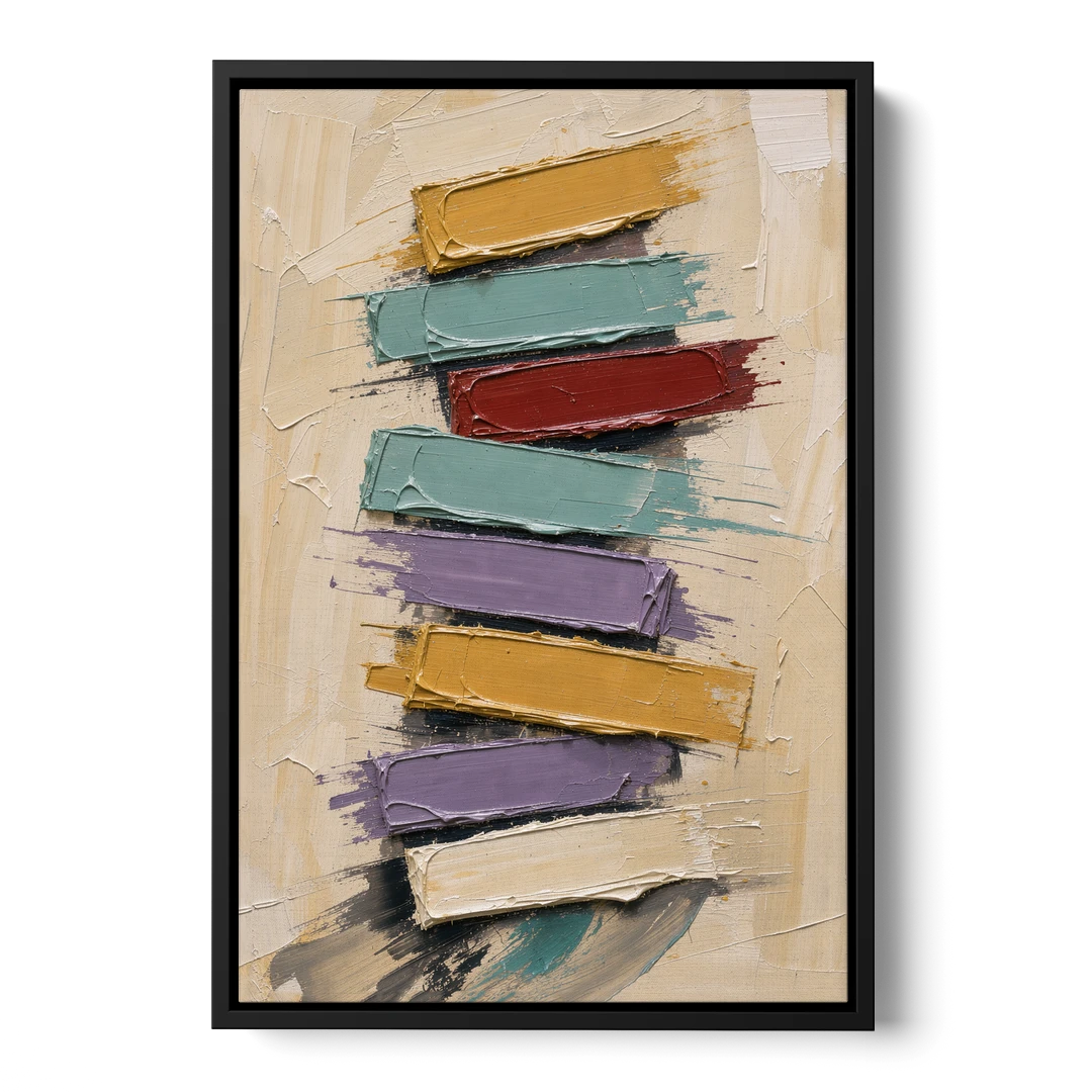 Modern Art Canvas Crimson Keystone Stack - Black Framed Canvas Wall Art - Front