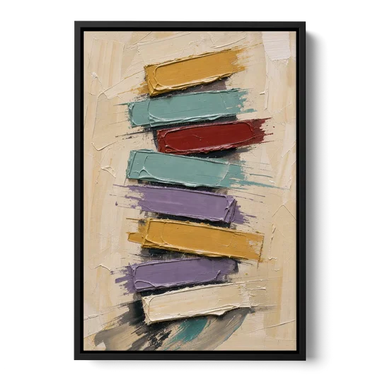 Modern Art Canvas Crimson Keystone Stack - Black Framed Canvas Wall Art - Front