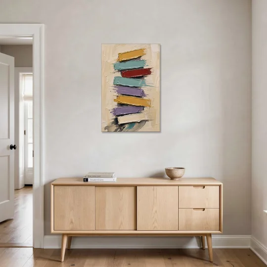 Modern Art Canvas Crimson Keystone Stack - Canvas Wall Art - Coffee Table - 24x36
