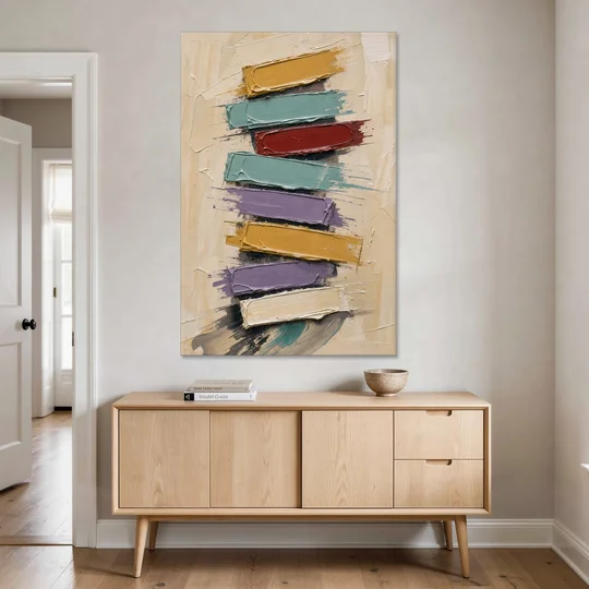 Modern Art Canvas Crimson Keystone Stack - Canvas Wall Art - Coffee Table - 40x60