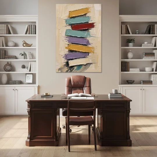 Modern Art Canvas Crimson Keystone Stack - Canvas Wall Art - Office - 40x60