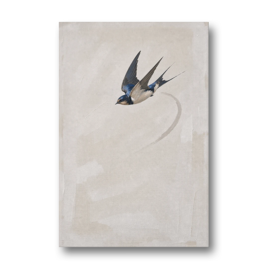 Modern Bird Painting of a Diving Barn Swallow - Canvas Wall Art - Front