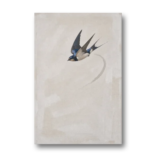 Modern Bird Painting of a Diving Barn Swallow - Canvas Wall Art - Front