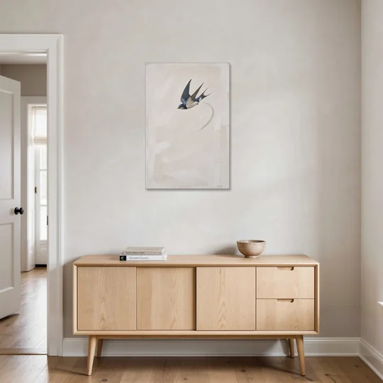Modern Bird Painting of a Diving Barn Swallow - Canvas Wall Art - Coffee Table - 24x36