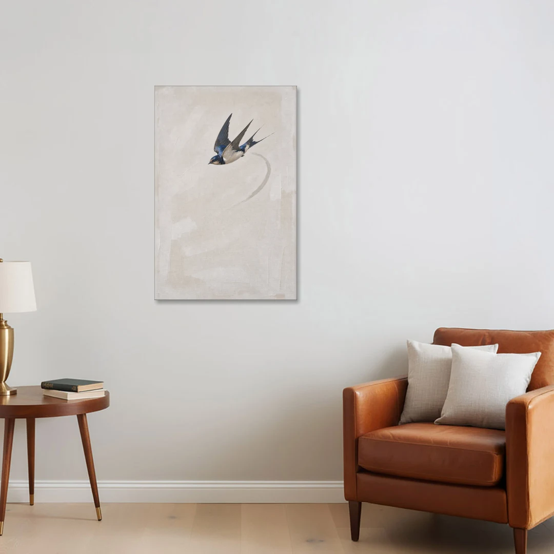Modern Bird Painting of a Diving Barn Swallow - Canvas Wall Art - Sofa - 24x36