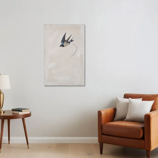 Modern Bird Painting of a Diving Barn Swallow - Canvas Wall Art - Sofa - 24x36