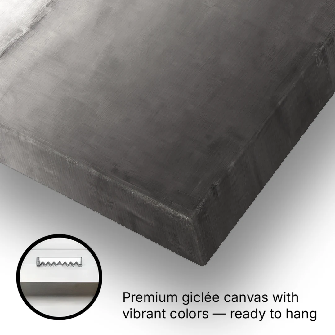 Modern Black and White Abstract Feathered Grey Seam - Canvas Wall Art - Gallery Wrap Corner