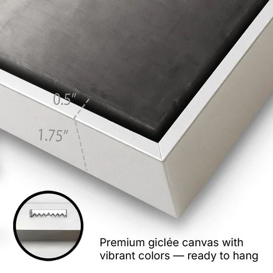 Modern Black and White Abstract Feathered Grey Seam - White Framed Canvas Wall Art - Gallery Wrap Corner