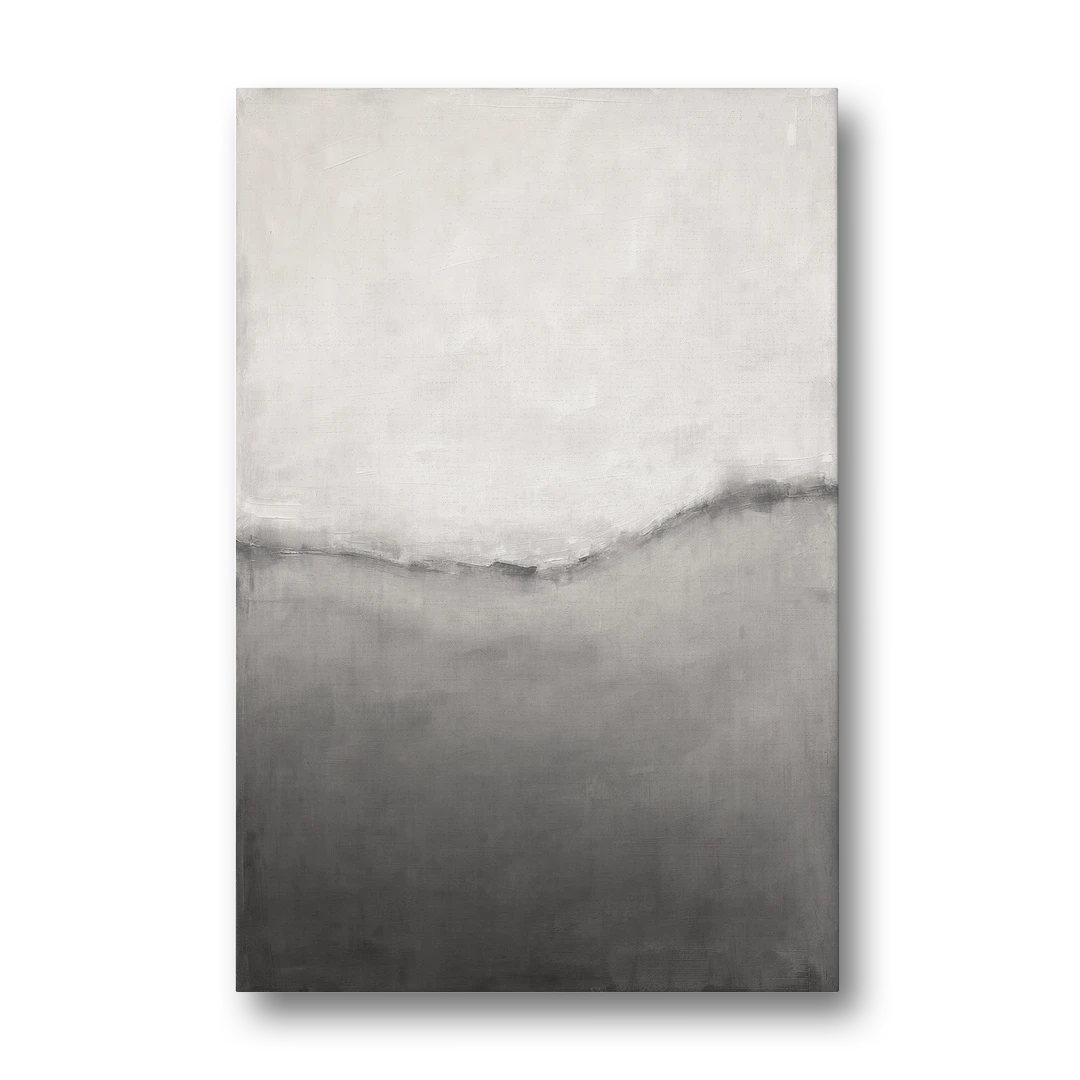 Modern Black and White Abstract Feathered Grey Seam - Canvas Wall Art - Front